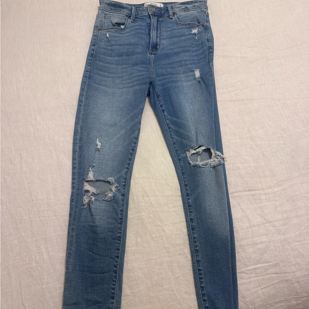 Abercrombie & Fitch Light Blue Distressed Skinny Jeans